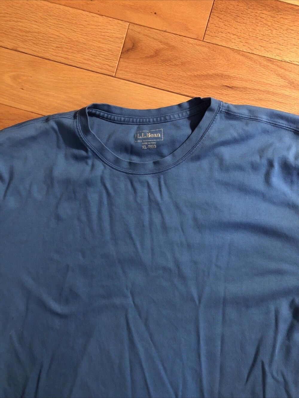 L.L. Bean Mens Regular Fit Blue T Shirt XL Cotton Pima Long Sleeve Made in Peru